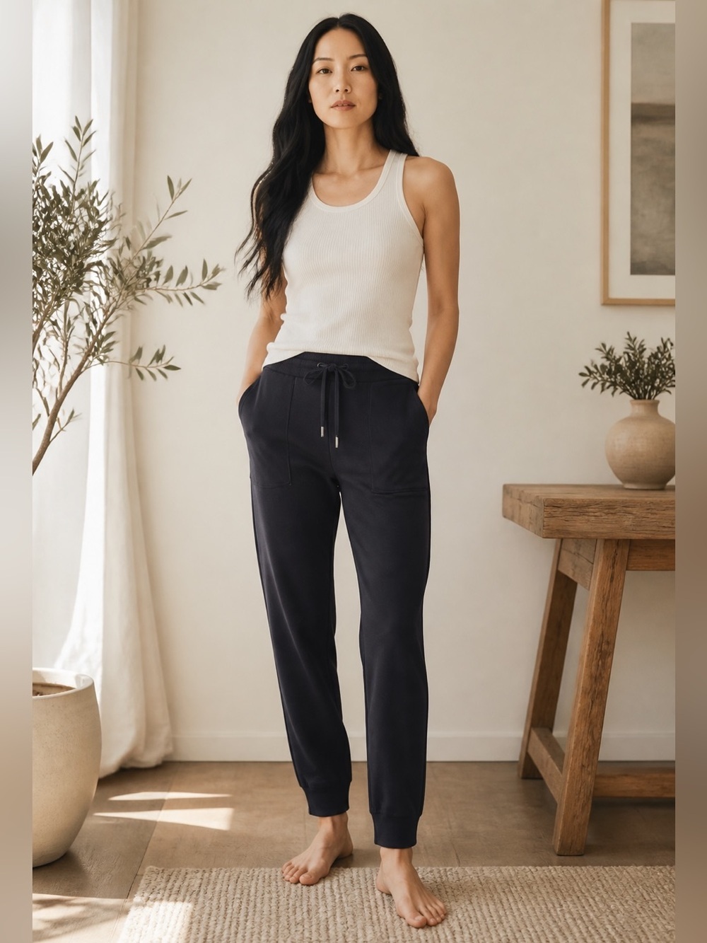Chico's Zenergy Women's Black Knit Drawstring Jogger Pants Size 1R Everyday